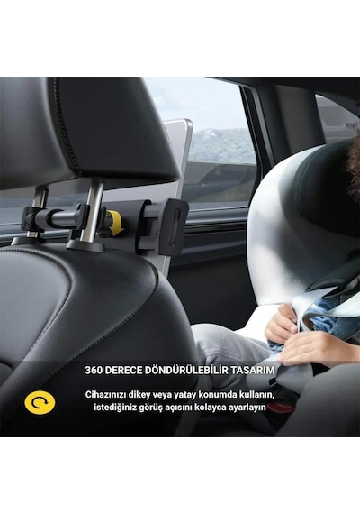 Coofbe Backseat Araç Arka Koltuk Tablet Tutucu Araç Tablet Standı 360 Döner Başlık 4.7-12.9 İnch Tablet Telefon Tutucu
