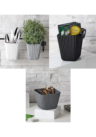 Duvara Asılan Çok Amaçlı Organizer - 2'li Saksı Set siyah