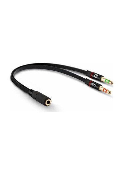 3.5Mm Stereo Dişi X 2 Stereo Erkek Kulaklik Mikrofon Hoparlör Ayi