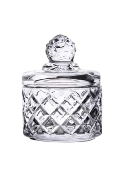 Lüx Mini Cam Şekerlik & Cam Lokumluk, Kesme Cam Lüx Şekerlik 7.5cm 9.2cm - 06641 Açık Kahverengi
