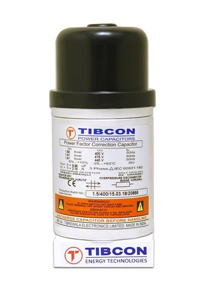 TİBCON 1,5Kvar 400V Trifaze Silindir Tip Kondansatör