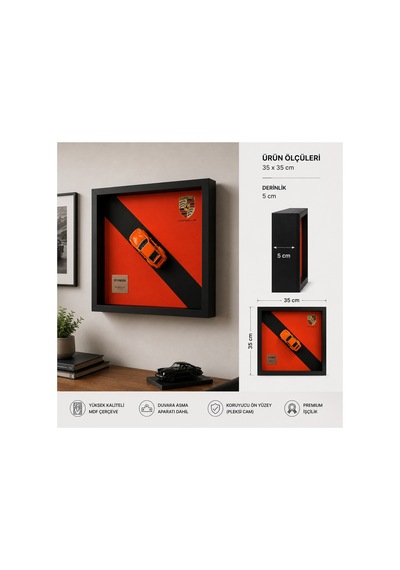 35 35cm 3d Çerçeveli Diecast Model Araba -shadowbox, 5 Cm Derin Çerçeveli, Ofis Dekorasyon 47375924