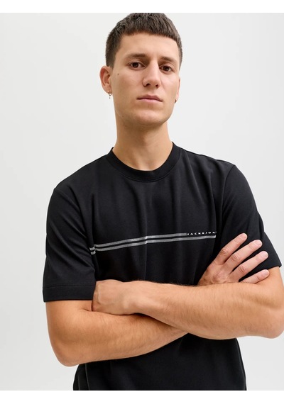 Jack & Jones Jack&jones Jcofusion Chest Brand Tee Ss Erkek T-shirt 12289936 Siyah