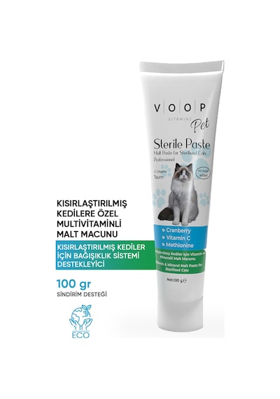 Voop Pet Sterile Paste Kısırlaştırılmış Tüy Yumağı  Taurin İçeren Steril Macun 100 G