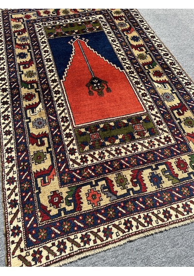 El Dokuma Taşpınar Halısı Seccade 121x198 Büyük Seccade Namazlık Turuncu