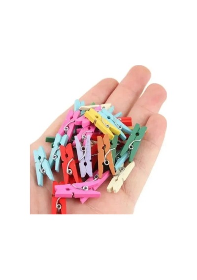 Herşeytrend 100lü Renkli Ahşap Mandal Seti 2.5 Cm
