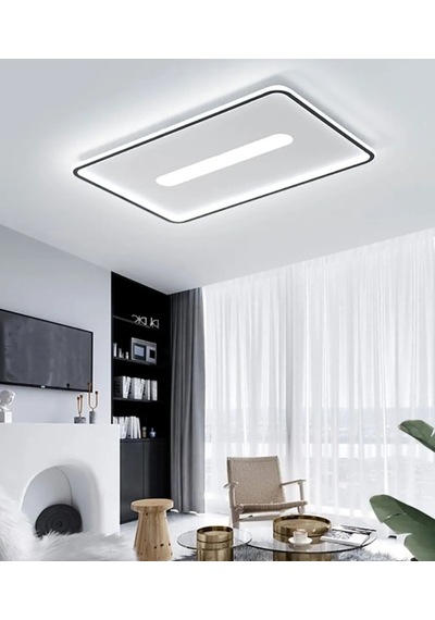 Antrasit 60x90 cm Dikdörtgen Avize 3000K Sarı Işık Led Plafonyer