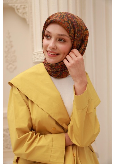 Silk Home Organik Eşarp 79015-16 Asker Yeşili, Turuncu, Yağ Yeşili, Asit