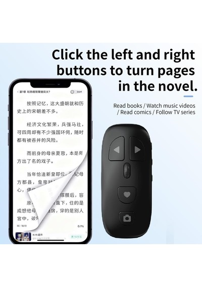 Bluetooth Sayfa Çevirme Kumandası Tekerlekli Uzaktan Kontrol Cihazı Telefon Tablet Uyumlu Video Kaydırma E-kitap Okuma Selfie Çekim Medya Kontrol Aleti Kr-06 Gri