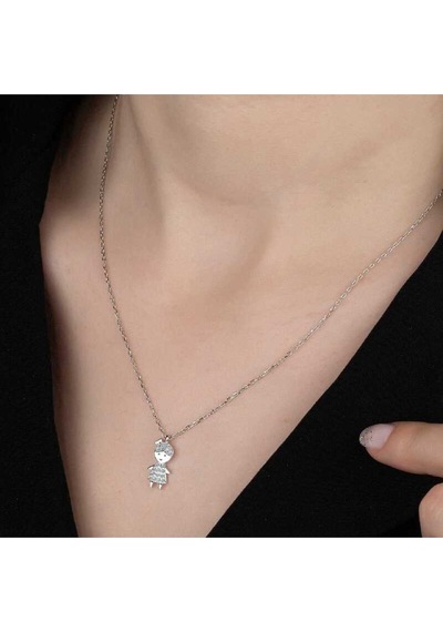 Casera's Kristal Taşlı Gümüş Çocuk Kadın Kolye Csr2180789 Gümüş