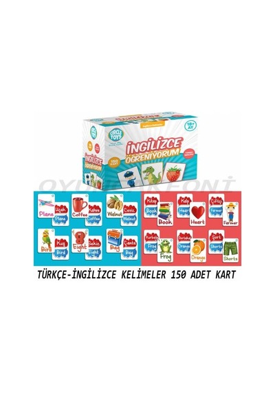 150 Adet Kart İngilizce Öğreniyorum Kavram Zeka  Kartları