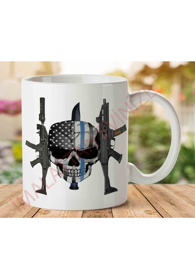 Amerika Silah Kuru Kafa İki Tarafı Baskılı Kupa Bardak.jpg