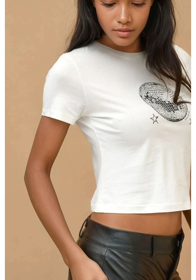Hiccup Baskı Detaylı Regular Fit Bisiklet Yakalı %100 Pamuklu Crop T-shirt Gümüş Gri Hiccup Baskı Detaylı Regular Fit Bisiklet Yakalı %100 Pamuklu Crop T-shirt Gümüş Gri
