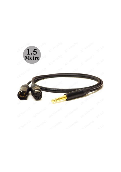 6.35 Mm Trs Erkek To 3-pin Xlr Dişi + Erkek Ses Kablosu - 1.5 Met