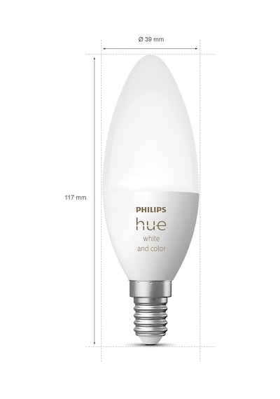 Philips Hue 5.3w Renkli Akıllı B39 E14 Led Ampul, Bluetooth Özell Çok Renkli