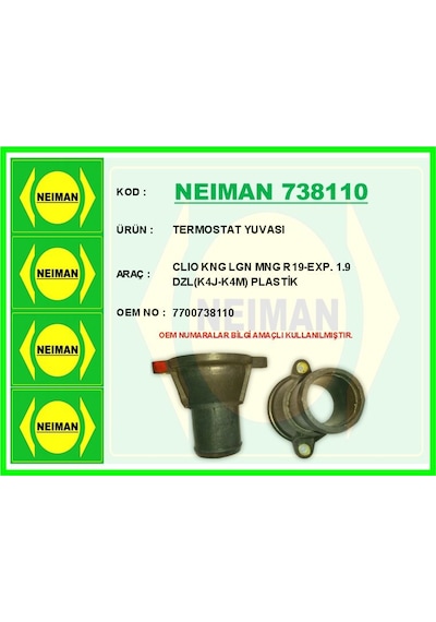 Bescher Termostat Yuvası Clıo Kng Lgn Mng R19-exp. 1.9 Dzl K4j-k4m Plastik Neıman 738110 7700738110