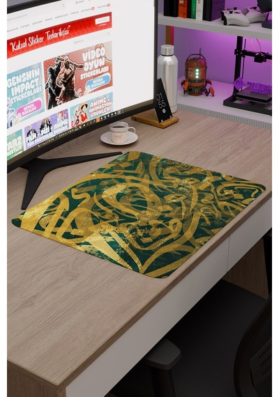 Kaligrafi Kaymaz Dikişli Kauçuk Oyuncu Mousepad V3 - 48x40 Xl Gaming Mouse Pad Fare Altlığı
