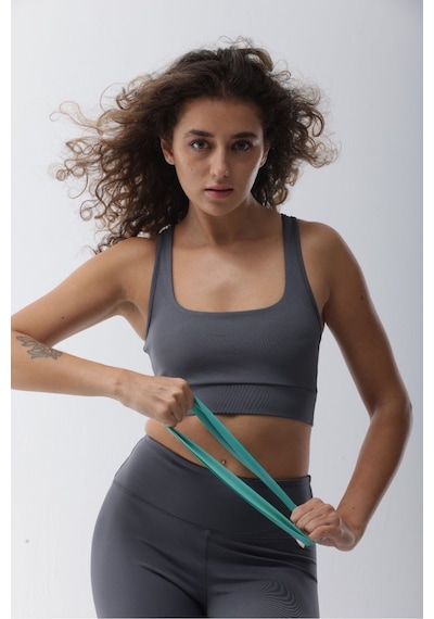 Playsportswear Micro Polyester Gri Toparlayıcı Sporcu Bra Gri