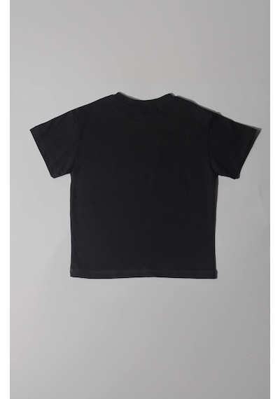 Luess Erkek Çocuk Oversize %100 Pamuklu Kalıp Baskılı Siyah Tişört 2-3 Yaş 8-9 Yaş -siyah Siyah