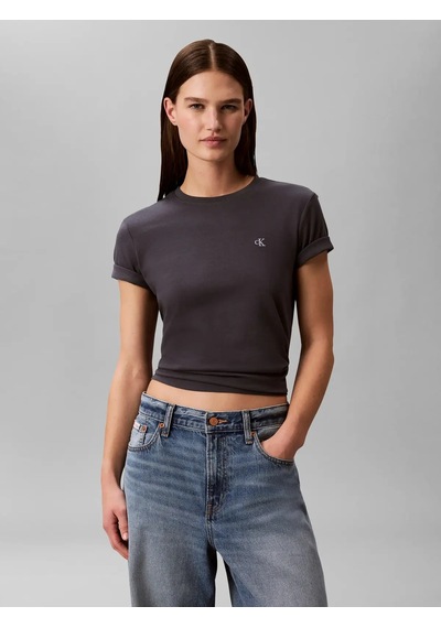 Calvin Klein Ss Monogram Crew Tee, 4xn Gri Kadın T-shirt