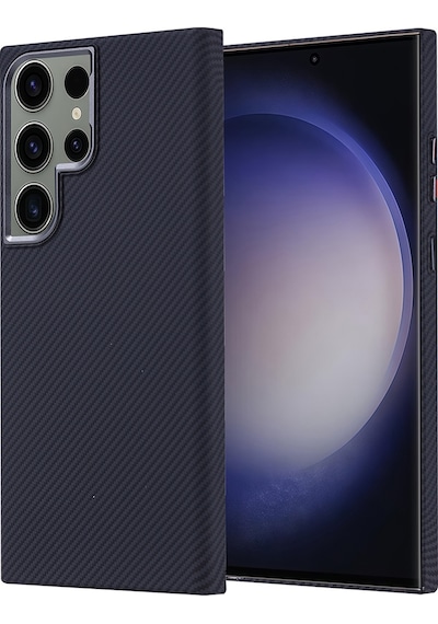 Galaxy Uyumlu S23 Ultra Kılıf Magsafe Şarj Özellikli Karbon Fiber Görünümlü Nekst K Siyah Siyah
