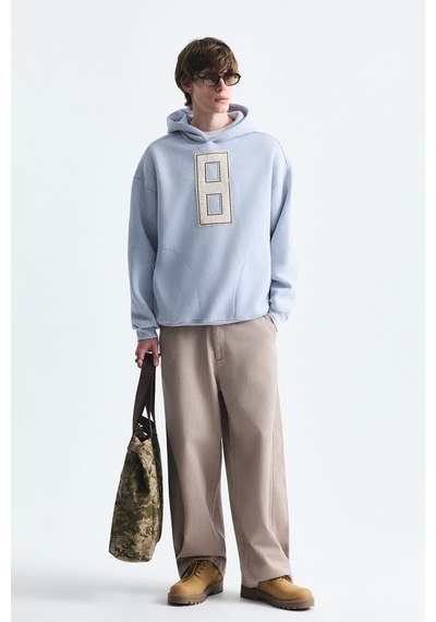 Vamos Numara Baskılı Oversize Sweatshirt Bebe Mavi