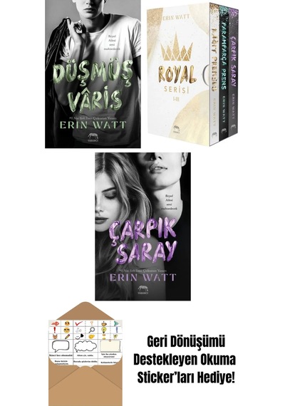 Düşmüş Vâris Royal Serisi 5. Kitap + Çarpık Saray Royal Serisi 3. Kitap + Kâğıt Prenses Royal Serisi 1. Kitap
