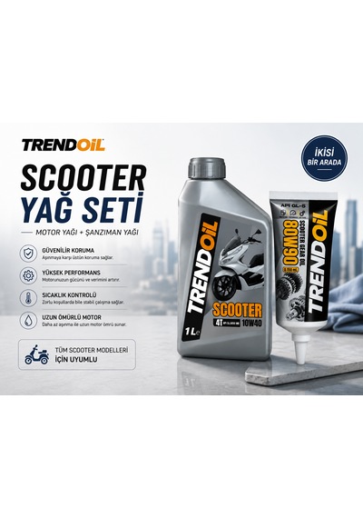Trendoil Scooter Yağ Seti 10w-40 4t Motor Yağı 1 Litre + 80w-90 150ml Gl-5 Şanzıman Dişli Yağı