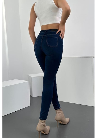 HLT Jeans Kadın Blue Black Süper Skinny Fit Esnek Likralı Yüksek Bel Denim Jean Kot Pantolon HLTJENNİE-BLUE BLACK-A Çok Renkli HLT Jeans Kadın Blue Black Süper Skinny Fit Esnek Likralı Yüksek Bel Denim Jean Kot Pantolon HLTJENNİE-BLUE BLACK-A Çok Renkli