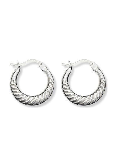 Oya Silver Çapraz Çizgi İnce Croissant Yarım Ay Gümüş Kadın Halka Küpe 1.8x1.8cm