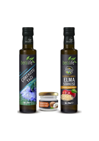 Beralife Çörek Otu 250 ML + Sandaloz Sakızlı Elma Sirkesi 250 ML + Hindistan Cevizi Yağı 30 ML
