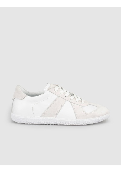 Kadın Beyaz Hakiki Deri Retro Şerit Detaylı Sneaker