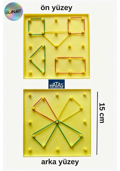 Matematik Dersi İçin Geometri Tahtası Çift Yüzey Hatas 15x15 Cm 1 Adet Sarı