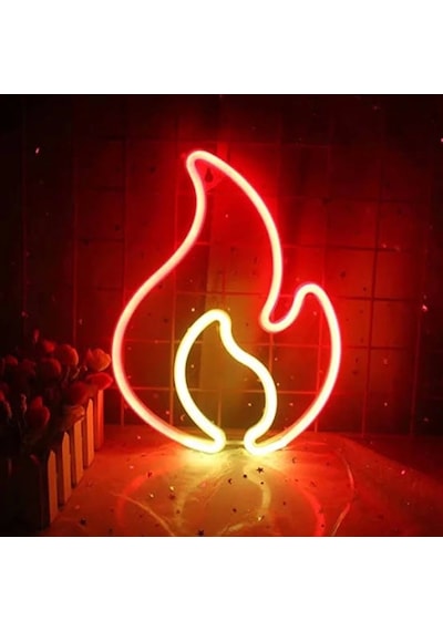 Duvara Asmalı Neon Alev 30 23 Cm Çok Renkli