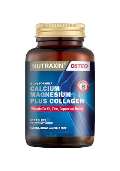 Nutraxin Bone Formula Calcium Magnesium + Collagen 90 Tablet: Tip I Kolajen, Kalsiyum, D Vitamini, Magnezyum, Çinko & Bakır İçeren Takviye