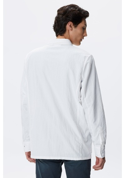 Lacoste Mens Regular Fit Cream Shirt Standart Kesim Çıtçıt Düğmeli Erkek Gömlek Krem
