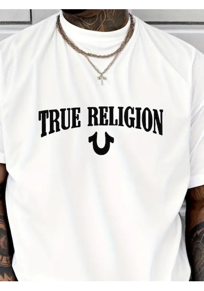 Erkek True Religion Baskılı Süprem T-shirt Beyaz