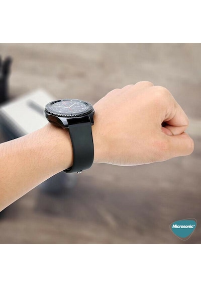 Microsonic Samsung Uyumlu Galaxy Watch 3 45Mm Silicone Sport Band Gri