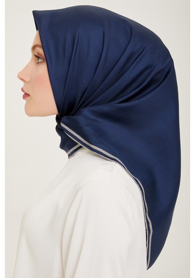Belli Twill İpek Eşarp - 4009-12 Lacivert - Lacivert
