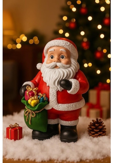 Dekoratif El Yapımı Büyük Boy 25x16 Cm Noel Baba Biblosu Yılbaşı Dekoratif Süs Yeni Yıl Ev Ofis Masa Üstü Dekorasyonu