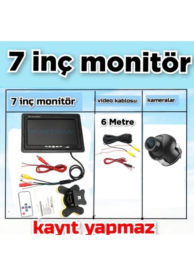 7inç Qled Ips Monitör + 1 Adet 19 Mm Mini Ultra Araç Kamerası 12v