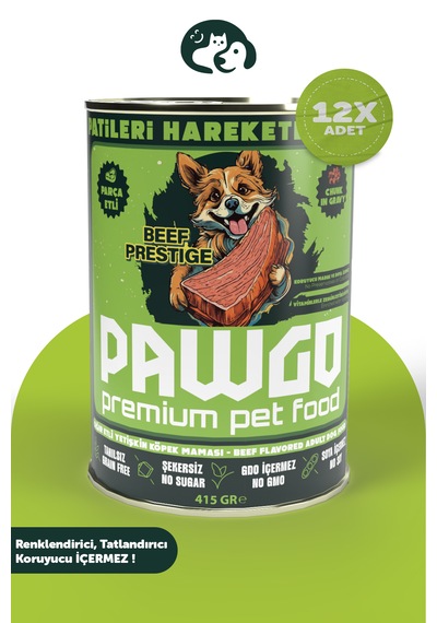 PAWGO Beef Prestige Sığır Etli Parça Etli Köpek Mama 12 x 415 G