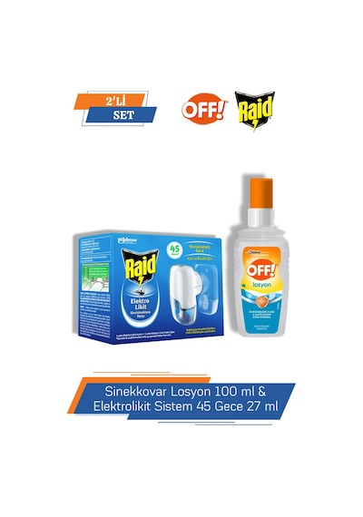 Off Sinekkovar Losyon 100 ML + Raid Elektrolikit Sistem 45 Gece 27 ML