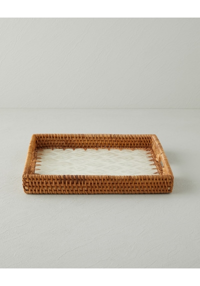 English Home Celestine Rattan Tepsi 30x30 Cm Kahverengi