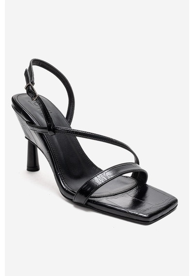 Luvishoes Jolene Siyah Baskı Kadın Topuklu Ayakkabı