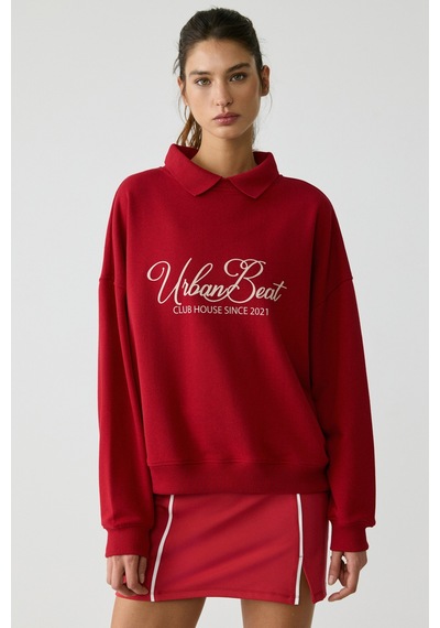Urban Beat Steffı Kadın Triko Polo Yaka Baskı Detaylı Relaxed Kırmızı Sweatshirt Kırmızı Urban Beat Steffı Kadın Triko Polo Yaka Baskı Detaylı Relaxed Kırmızı Sweatshirt Kırmızı