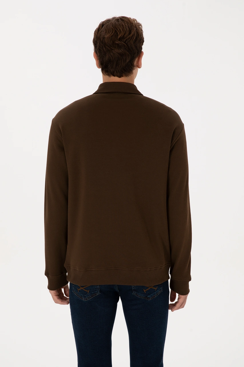 U.S. Polo Assn. Erkek Regular Fit Yarım Fermuarlı Şardonlu Kahverengi Basic Sweatshirt 50313783-VR029 U.S. Polo Assn. Erkek Regular Fit Yarım Fermuarlı Şardonlu Kahverengi Basic Sweatshirt 50313783-VR029