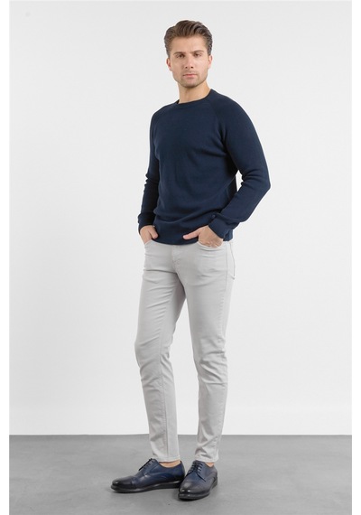 İmza Lacivert Bisiklet Yaka Uzun Kol Cepsiz Standart Fit Kazak Pamuk Triko 1012260150 2XL
