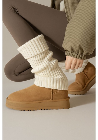 Ozzy Socks Tozluk Akrilik Triko Örgü Leg Warmer Ayak Isıtıcı Ekru Ekru