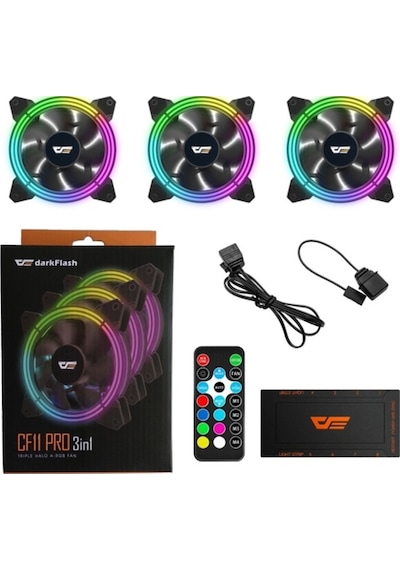 Darkflash Cf11 Pro 3Pin A Rgb 3X12Cm Fan Kit 3'Lü